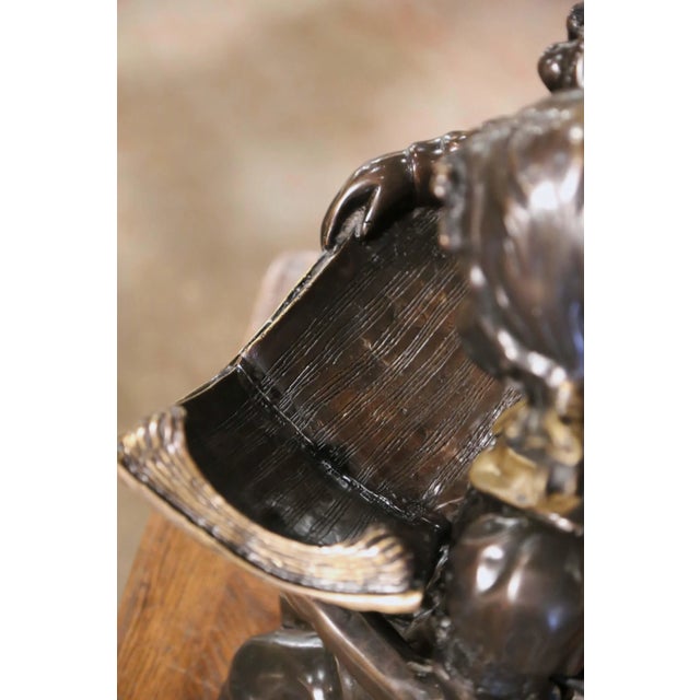 Bronze 19th Century French Two-Tone Bronze Sculpture of Children Reading For Sale - Image 8 of 12