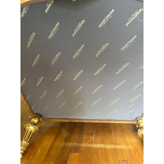 1990s Vintage Pair of Asnaghi Fauteuil Giltwood Carved Armchairs With Silk Floral Upholstery For Sale - Image 10 of 11