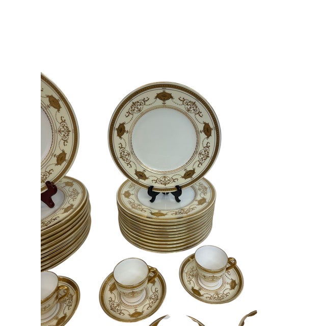 Early 20th Century 22k Gold Minton Gilt Porcelain Table Service - Nearly Complete Set for 12 - 47 Pieces For Sale - Image 9 of 18