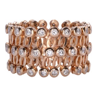 Gioelli 18k Rose Gold Diamond Convertible Ring or Bracelet For Sale