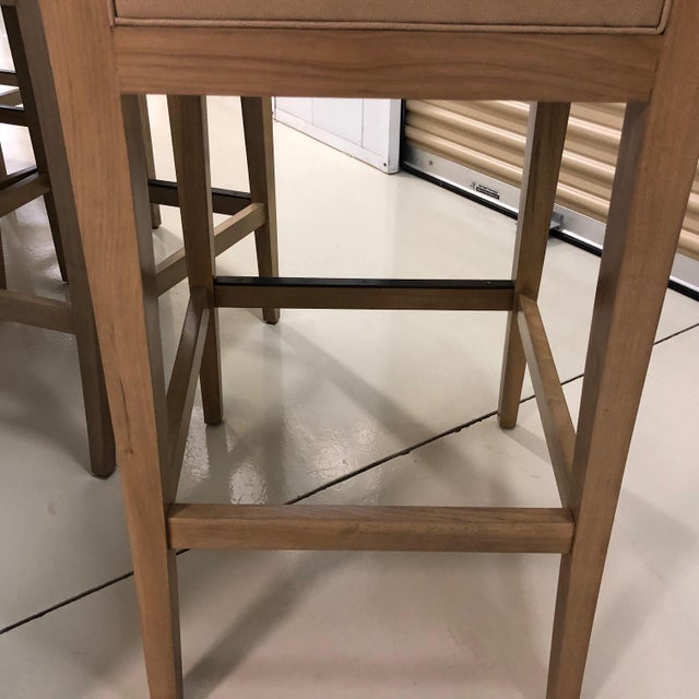 Modern Walnut Frame Bar Stools - Set of 4 For Sale - Image 9 of 12
