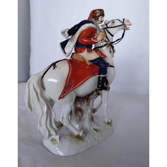 Late 19th Century Antique Meissen Porcelain Figurine of a Hussar Officer on Horseback For Sale - Image 5 of 5