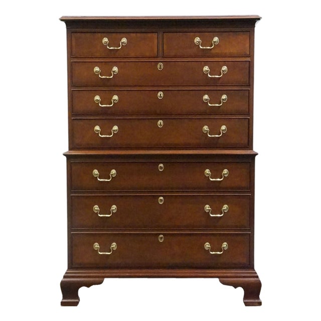 Councill Craftsman Banded Mahogany Traditional Style 38" Chest on Chest For Sale