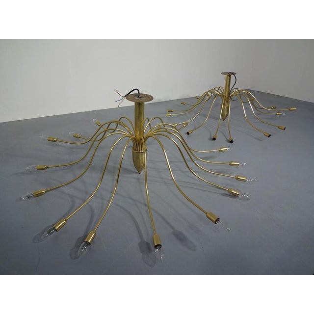 1970s Large Italian Brass Chandelier, 1960s For Sale - Image 5 of 16