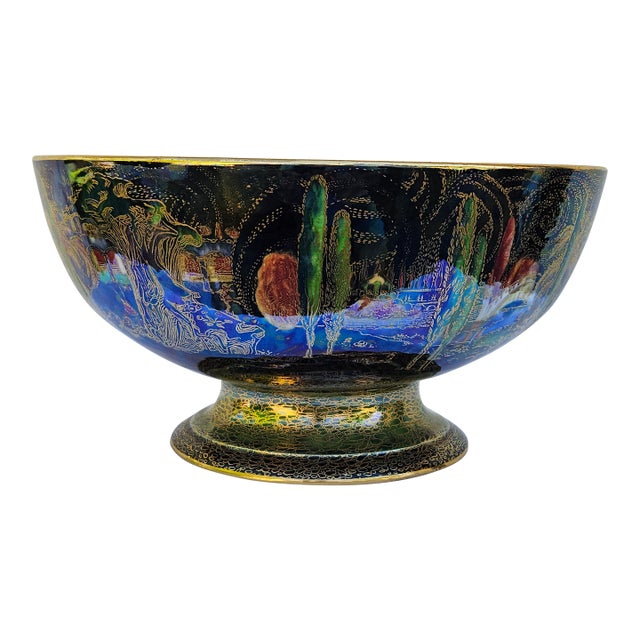Antique Wedgwood Fairyland Lustre Bone China Punch Bowl For Sale