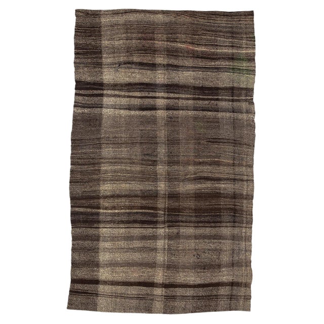 Vintage Turkish Tan Kilim Rug-5'10x10'4" For Sale