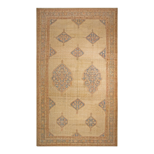 Extraordinary Tan-Camel Background With Medallion Design Antique Persian Serab Rug