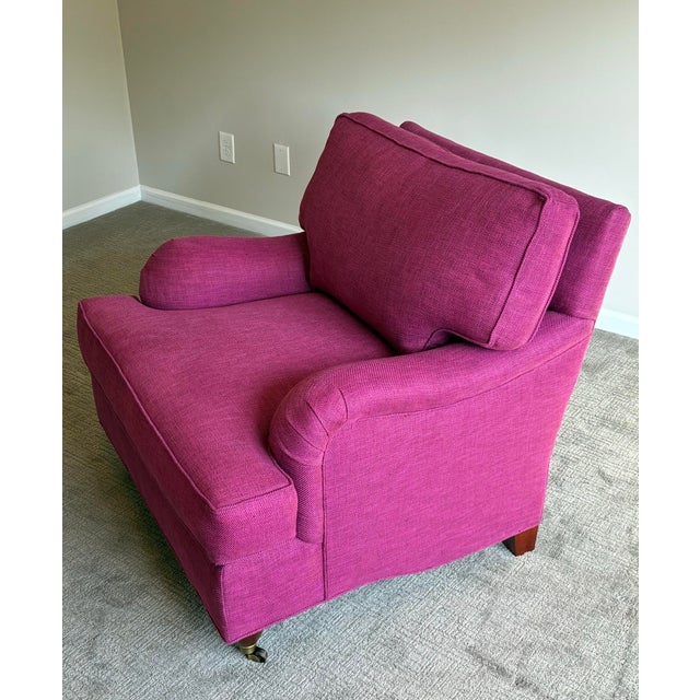 Hollywood Regency Late 20th Century Baker Furniture Fuchsia Lounge Chair & Ottoman For Sale - Image 3 of 12