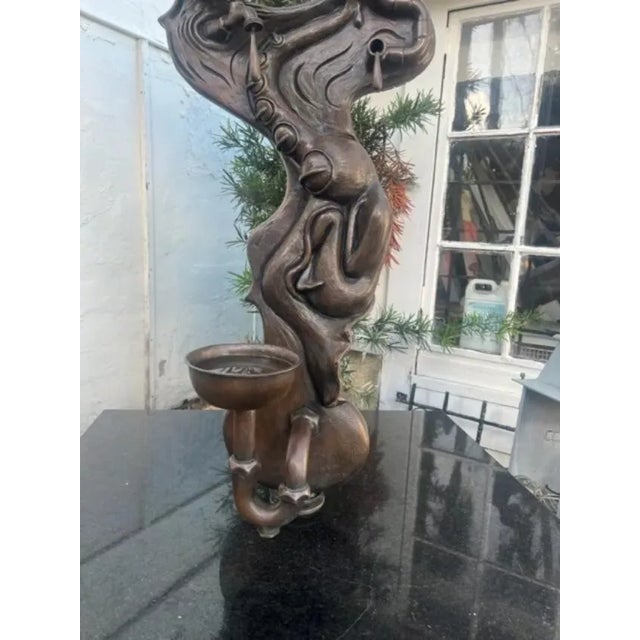 1990s 89 Inches Tall Large Bronze Sculpture on Mable Base 1996 For Sale - Image 5 of 9