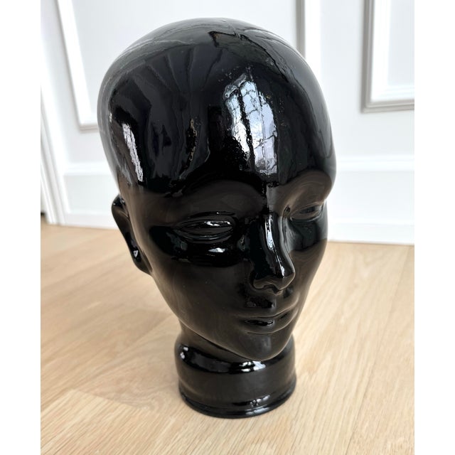 1970s Vintage German Modernist Black Glass Mannequin Head, C. 1960s–1970s For Sale - Image 5 of 10