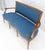 1940s Antique French Louis XV Style Blue Upholstery Light Walnut Frame Sofa For Sale - Image 5 of 9