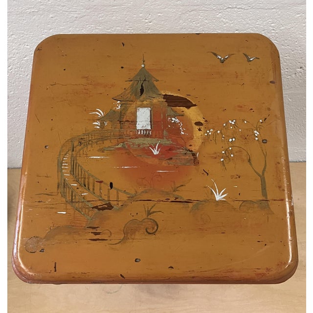 1950s 1950s Japanese Lacquer Painted Stool or Small Table For Sale - Image 5 of 10