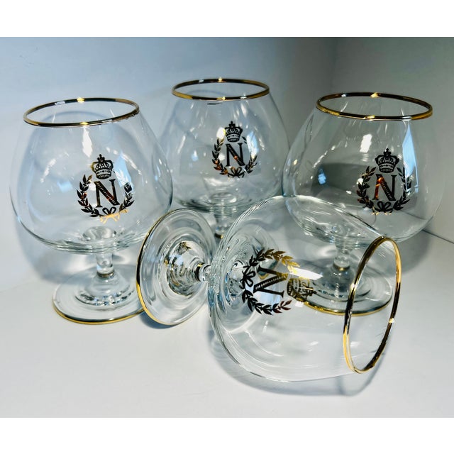 Set of Four Napoleon Brandy or Cognac Glass Snifters With a Silver Plated Snifter Warmer For Sale - Image 10 of 12