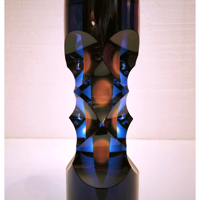 Glass Sculptural Optical Art Glass Vase by Milan Macháček for Princ, Czech Republic, 1990s For Sale - Image 7 of 18