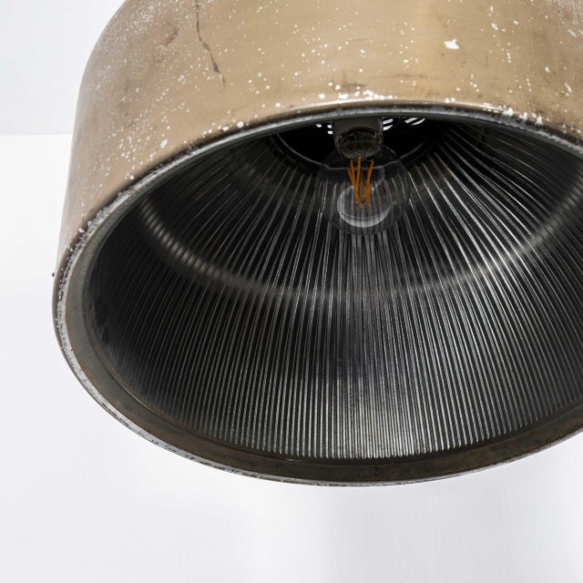 Large Holophane Industrial Pendant Lamp with Grill Top, 1970s For Sale - Image 6 of 11
