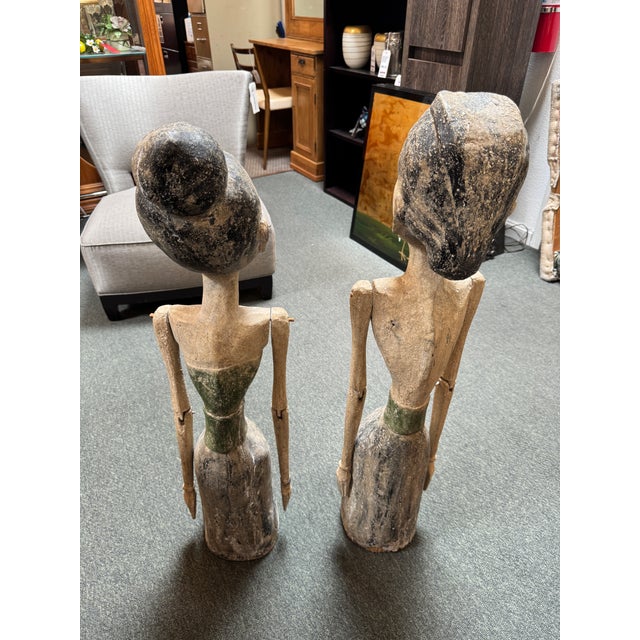 Design Plus Gallery presents a Pair of Balinese Wedding Figures. This carved figural pair depicts a traditional Balinese...