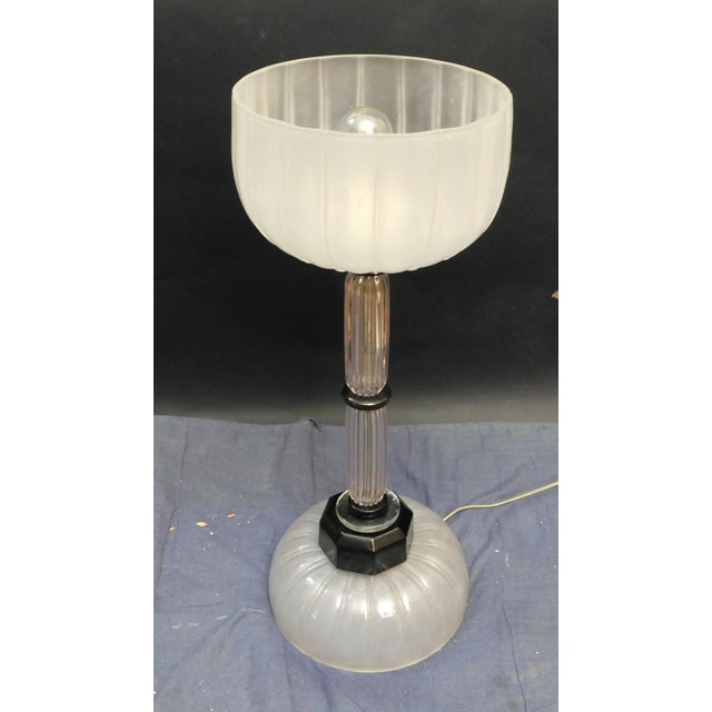 1960s Frosted and Clear Murano Glass Table Lamp For Sale - Image 4 of 9