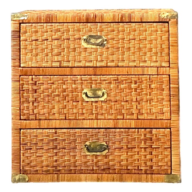 Vintage Woven Rattan Chest of Drawers For Sale