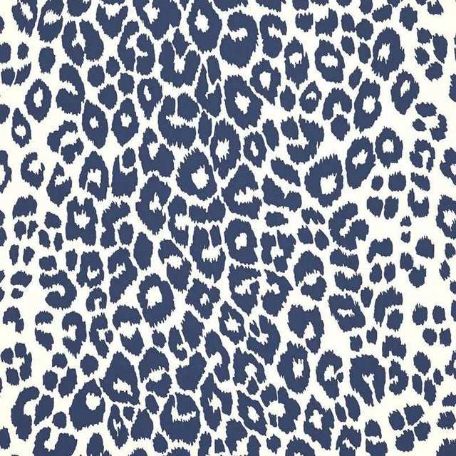 Schumacher Iconic Leopard Wallpaper in Ink For Sale
