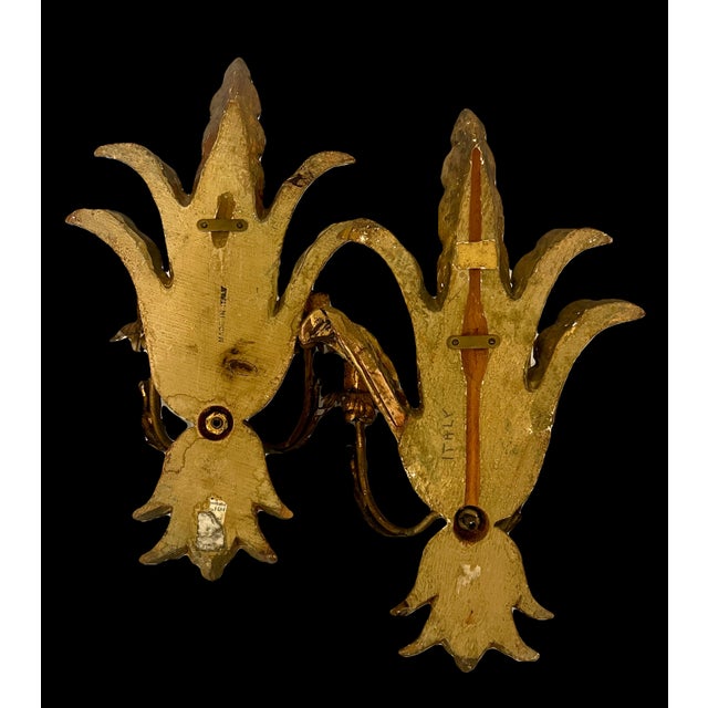 Antique Italian Giltwood Wall Candelabra Sconces, (Woodward & Lothrop Dept. Store Washington D C) For Sale - Image 15 of 16