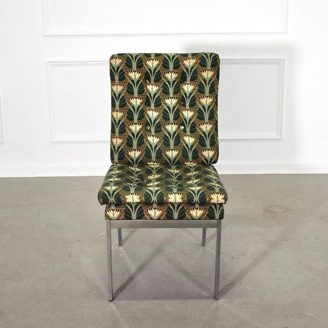 Milo Baughman 1970's Milo Baughman Chrome Lotus Flower Parsons Chair For Sale - Image 4 of 9