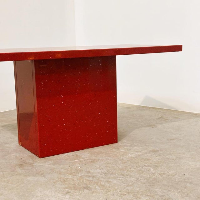 Vintage Italian Red Granite Coffee Table with Silver Flecks, 1980s For Sale - Image 9 of 12