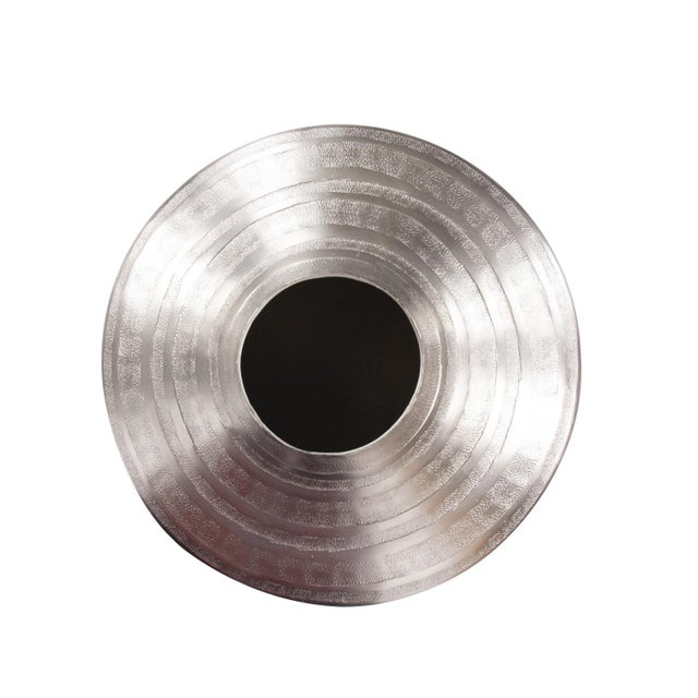 Contemporary Chiseled Silver Cylinder Vase- Large For Sale - Image 3 of 7