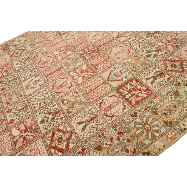 1920s Handmade Antique Wool Rug Persian Bakhtiari With Multicolor Allover Pattern For Sale - Image 5 of 9