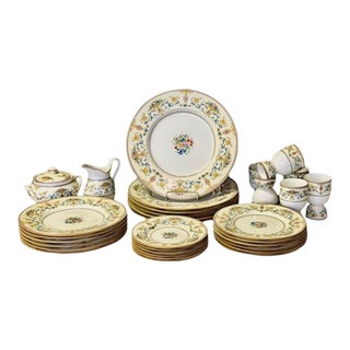 1920s Minton China Talbot Pattern - 6 Place Settings With Cream and Sugar- 33 Pieces For Sale