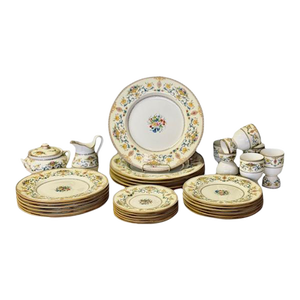 1920s Minton China Talbot Pattern - 6 Place Settings With Cream and Sugar- 33 Pieces