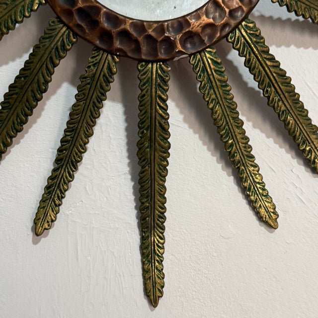 Copper Bronze Sunburst Mirror, France, 1950s For Sale - Image 8 of 10