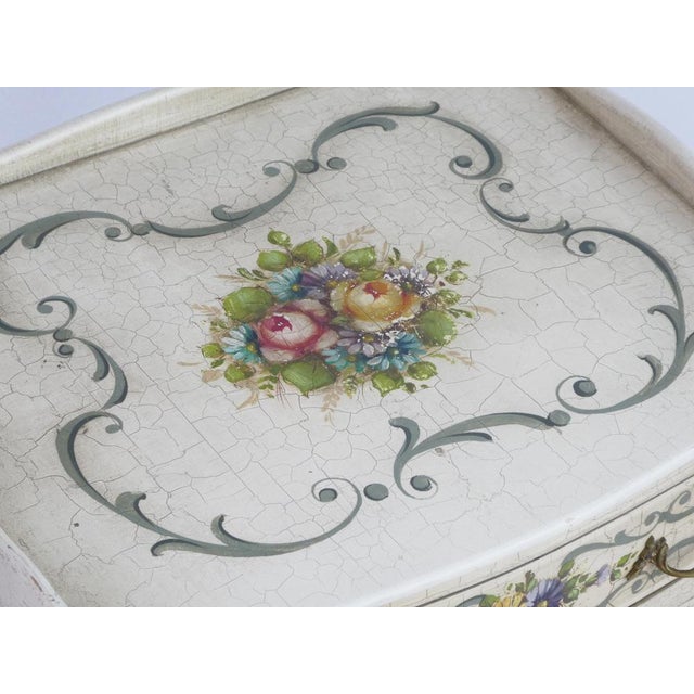 Antique Venetian Louis XV Hand-Painted Floral Nightstand with Drawers, 1920s For Sale - Image 10 of 12