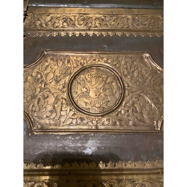 Antique Anglo Indian Brass Engraved Chest For Sale - Image 9 of 13