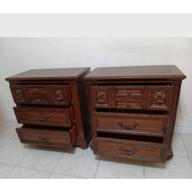 Vintage Style Dark Tone Wood Nightstand 3 Drawer Set of 2 Style: Traditional Color: Brown Dimensions: 29 1/2" W x 36" H x...