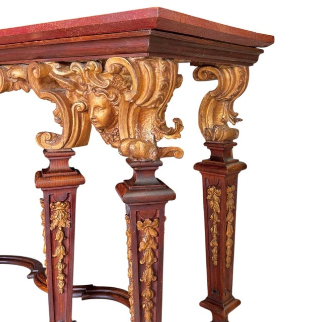 Gold Italian Baroque Revival Giltwood and Oak Console Table, 18th Century and Earlier For Sale - Image 8 of 13
