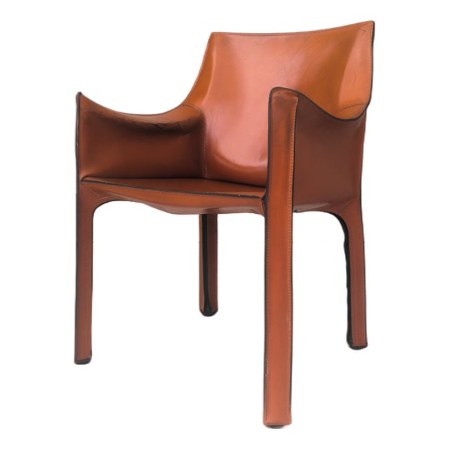 CAB 413 Chair in Cognac Leather by Mario Bellini for Cassina, Italy, 1970s For Sale