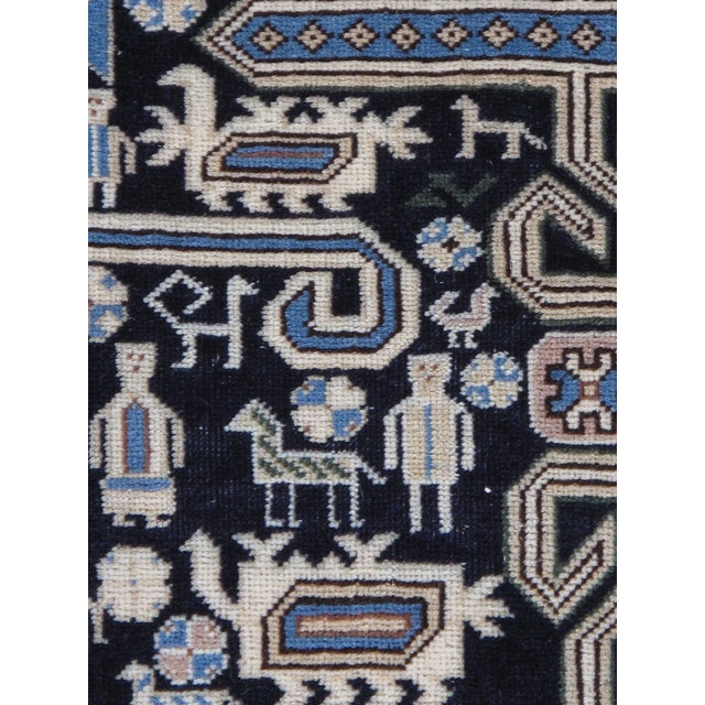 Textile Antique Shirvan Rug, Hand Knotted Wool Oriental Rug Navy Blue, Light Blue, Ivory For Sale - Image 7 of 10