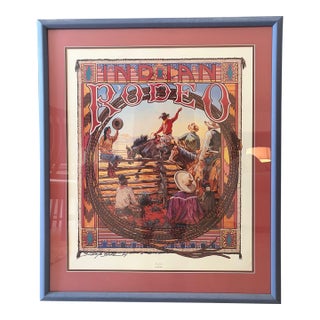 Rare 1989 "Indian Rodeo" Poster Signed by Artist Buckeye Blake in 1994 For Sale