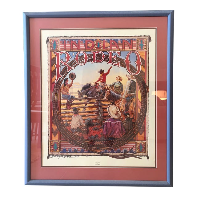 Rare 1989 "Indian Rodeo" Poster Signed by Artist Buckeye Blake in 1994 For Sale