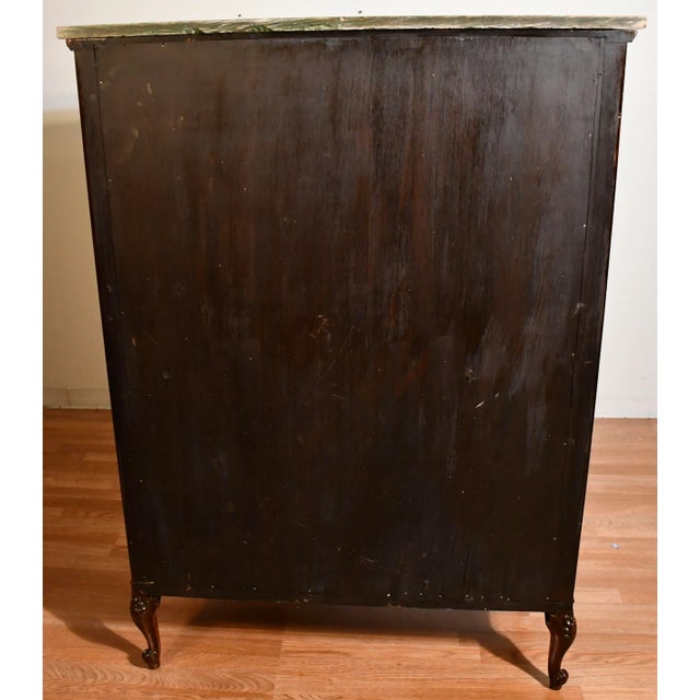 1900s Antique French Louis XV Satinwood Inlaid & Marble Top Wardrobe / Dresser For Sale - Image 11 of 13
