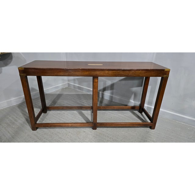 Vintage Mahogany Campaign Console Table, 1920 For Sale - Image 4 of 10