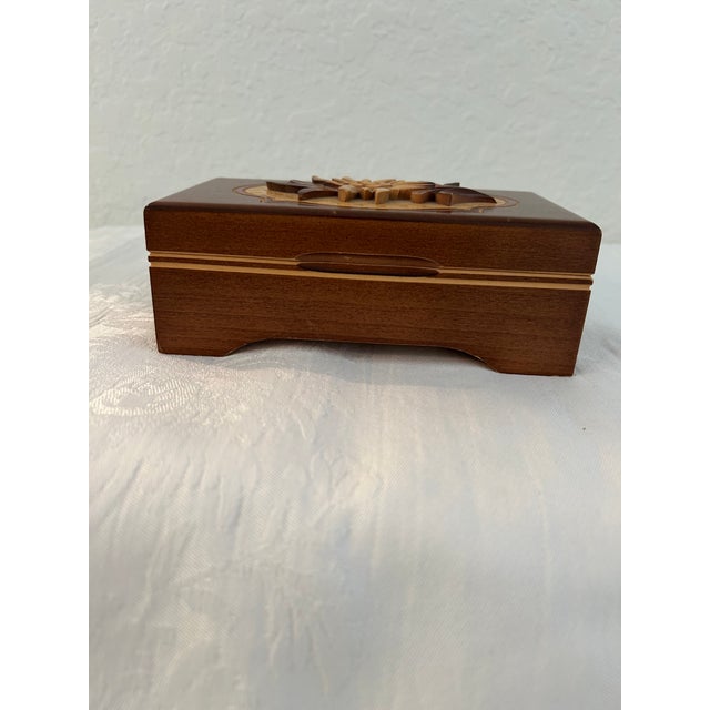 Traditional Vintage Reuge Romance Swiss Wood Keepsake Music Box For Sale - Image 3 of 7