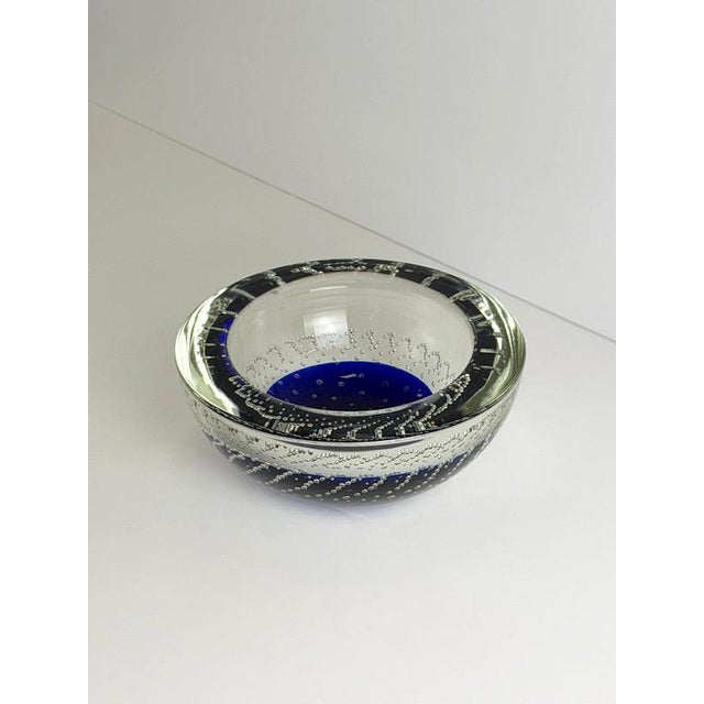Murano Sommerso Glass Bowl in Blue Bullicante by Galliano Ferro, 1960s For Sale - Image 4 of 11
