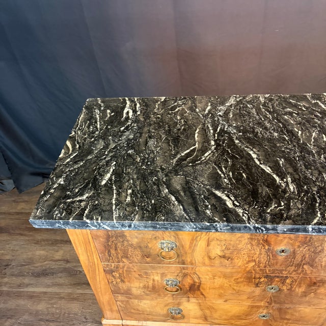19th Century French Burled Wood Commode With Marble Top For Sale - Image 10 of 14