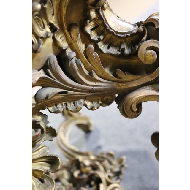 French Louis XV Giltwood Carved Walnut Marble Top Console Table Circa 1890s For Sale - Image 11 of 15