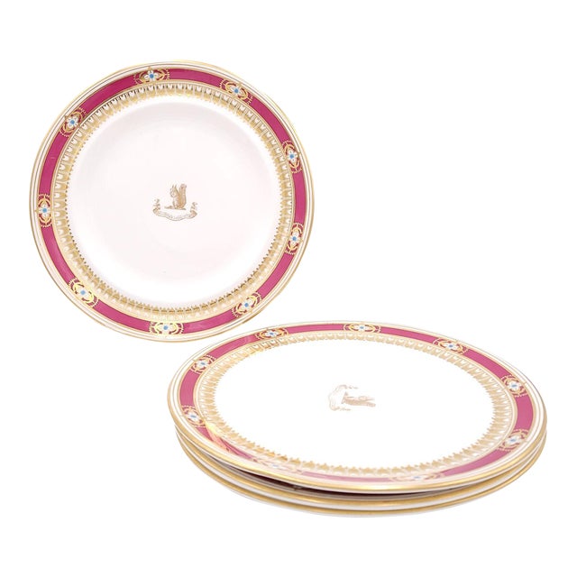 Set of Four Davenport Staffordshire Plates, Circa 1840 For Sale