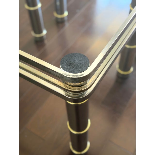 1960s-1970s Romeo Rega Pair of Vintage MCM Chrome & Brass Glass Side Tables For Sale In Los Angeles - Image 6 of 12