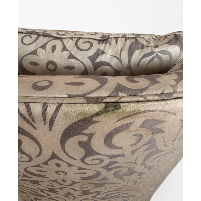 Textile Pair of Thomasville Upholstered Swivel Lounge Chairs For Sale - Image 7 of 11