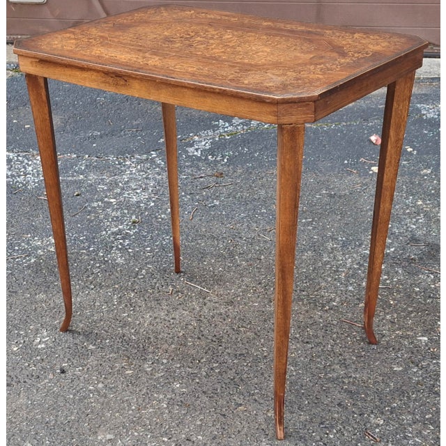 20th Century Satinwood Inlaid Mahogany Side Table Candle Stand For Sale - Image 4 of 8