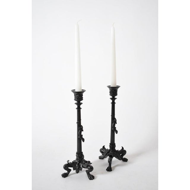 Tripod Zoomorphic Bronze Candleholders, Set of 4 For Sale - Image 3 of 5